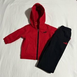 PUMA Babies Red and Black Tracksuit Set